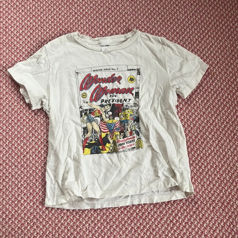 RE/DONE Wonder Woman white graphic tee size small